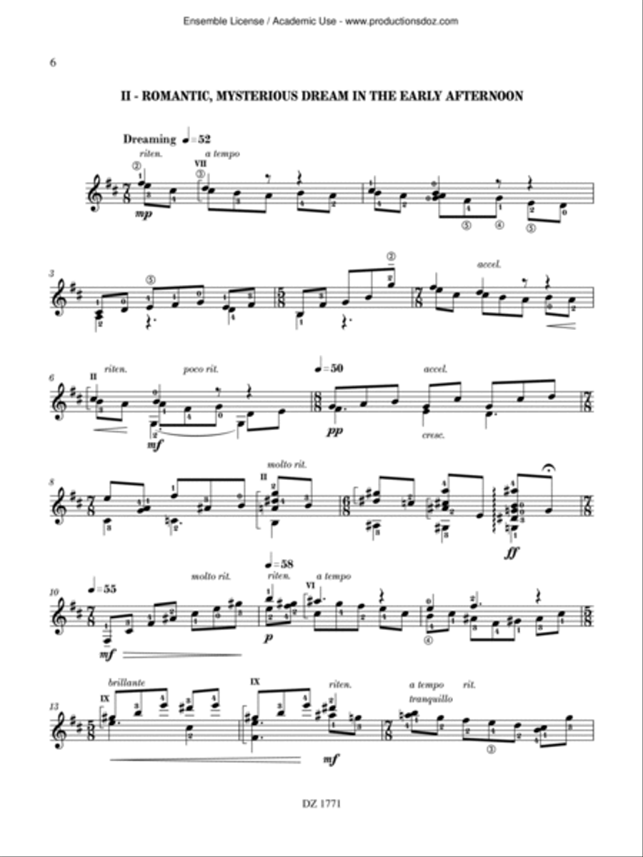 Three Impressionistic Moments Classical Guitar scores gallery preview page 6