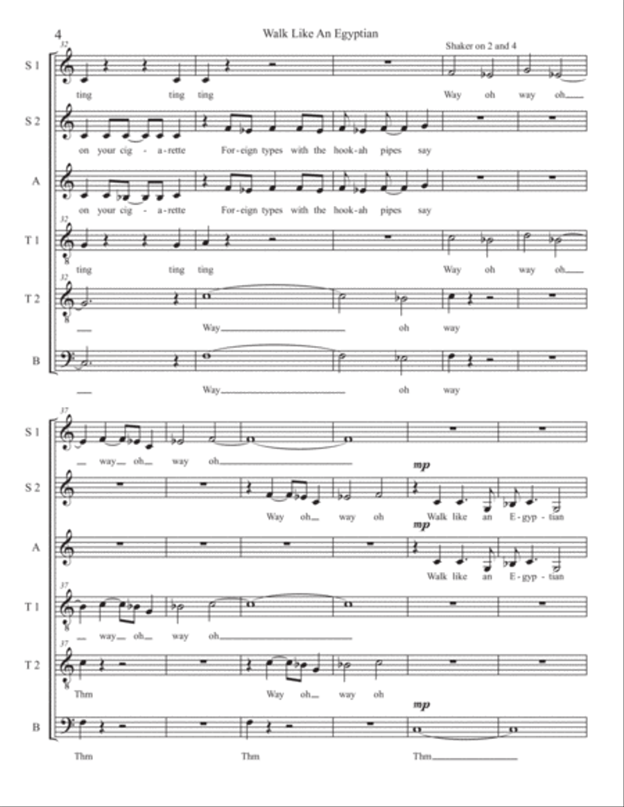 Walk Like An Egyptian Divisi scores gallery preview page 4