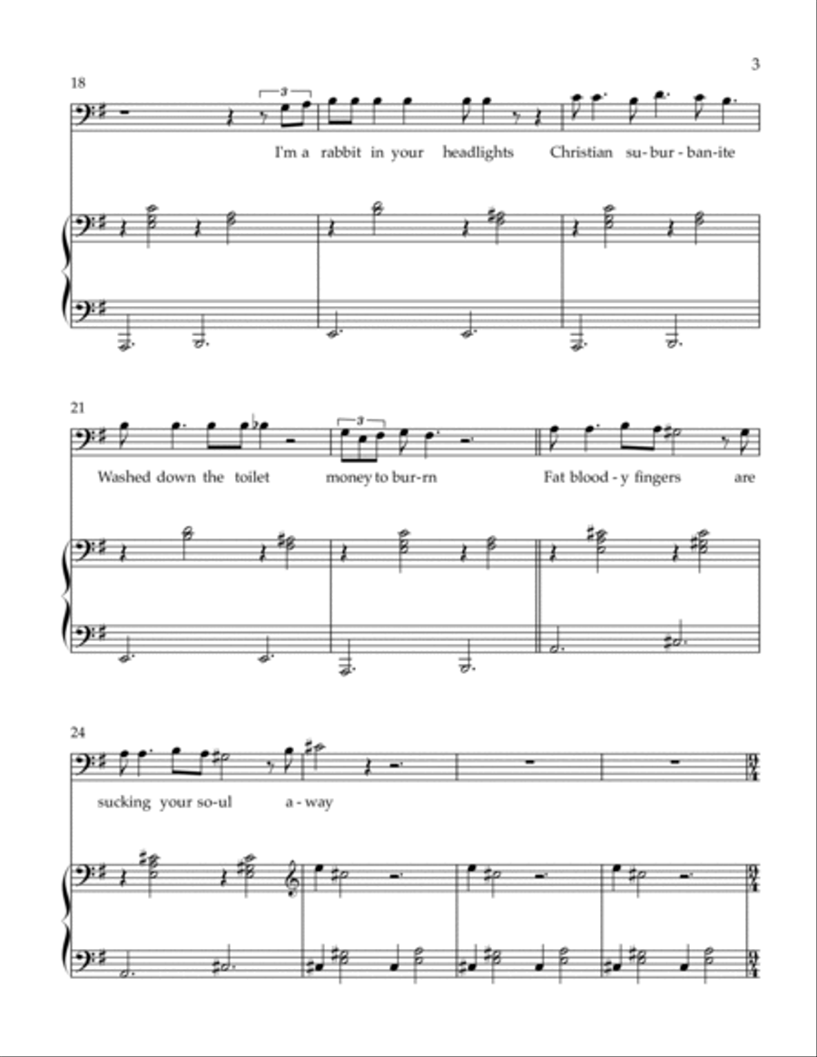 Rabbit In Your Headlights (instrumental) Piano, Vocal, Guitar scores gallery preview page 3