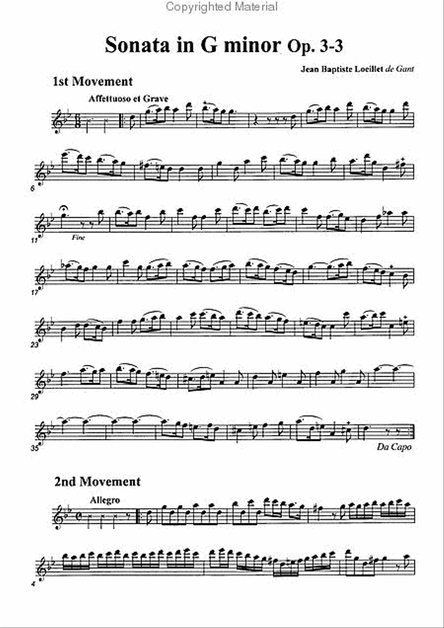 Sonata in G minor, Op. 3-3 Alto Recorder scores gallery preview page 2