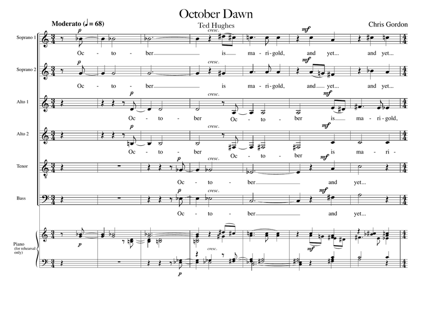 October Dawn - Choral Song (SSAATB) SSAATB scores gallery preview page 1