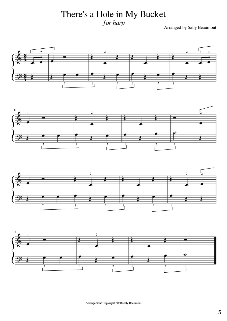 Children's Songs for Harp Book 1 - 13 easy songs for Kids Celtic Harp scores gallery preview page 5