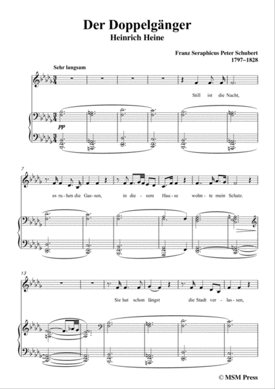 Schubert-Doppelgänger in b flat minor,for voice and piano Voice Solo scores gallery preview page 3