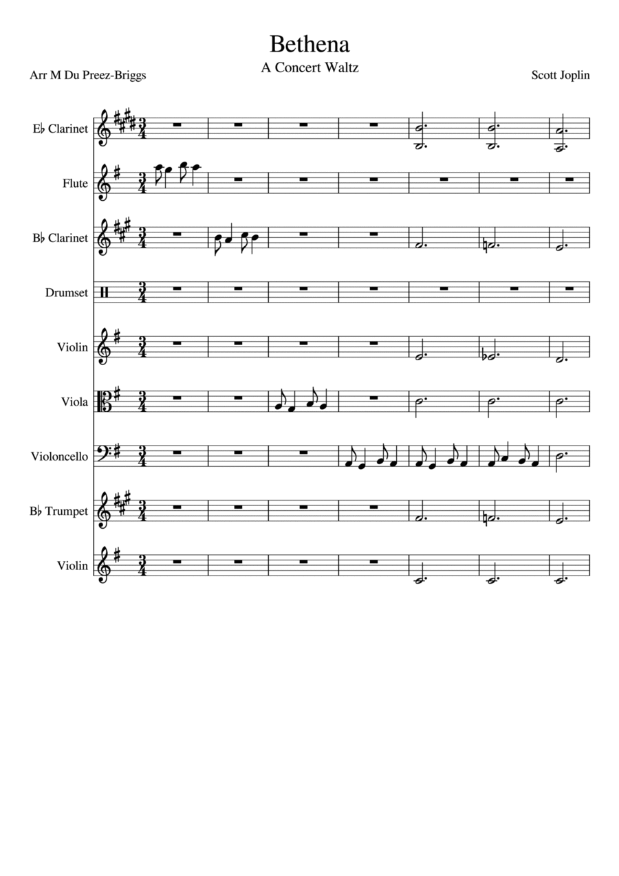 Bethena Waltz Small Ensemble scores gallery preview page 1