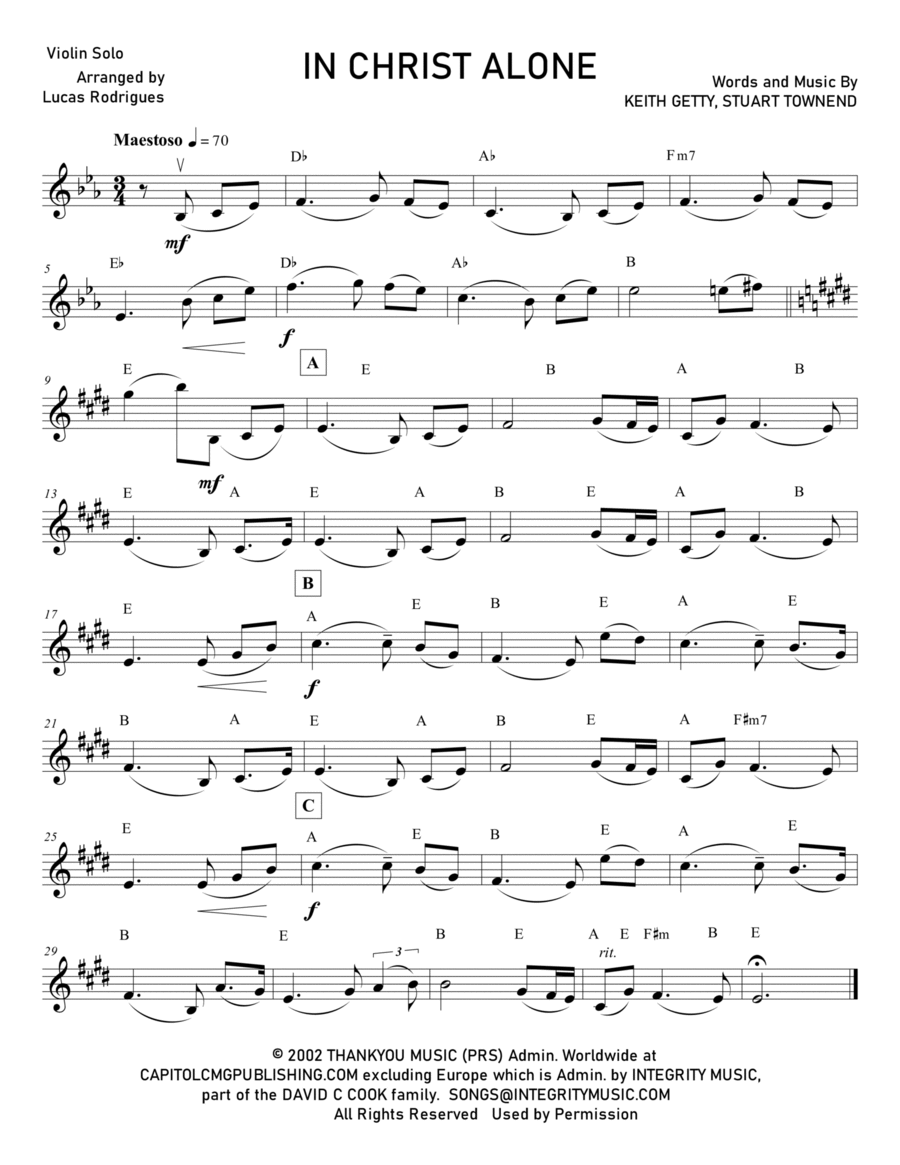 In Christ Alone Violin Solo scores gallery preview page 1