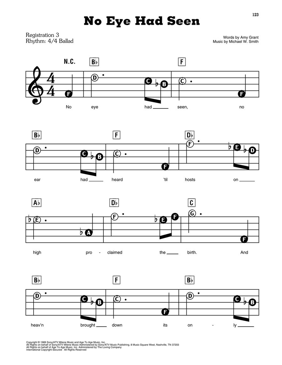 No Eye Had Seen Electronic Keyboard scores gallery preview page 1