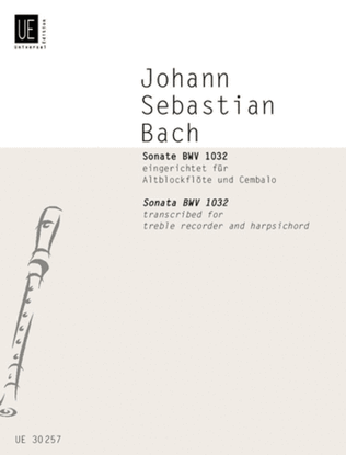 Book cover for Sonata, BWV 1032, Treble Recorder/H