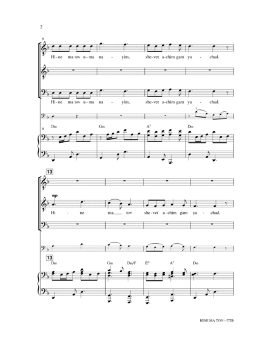 Hineh Ma Tov Hineh Ma Tov TTBB scores gallery preview page 2