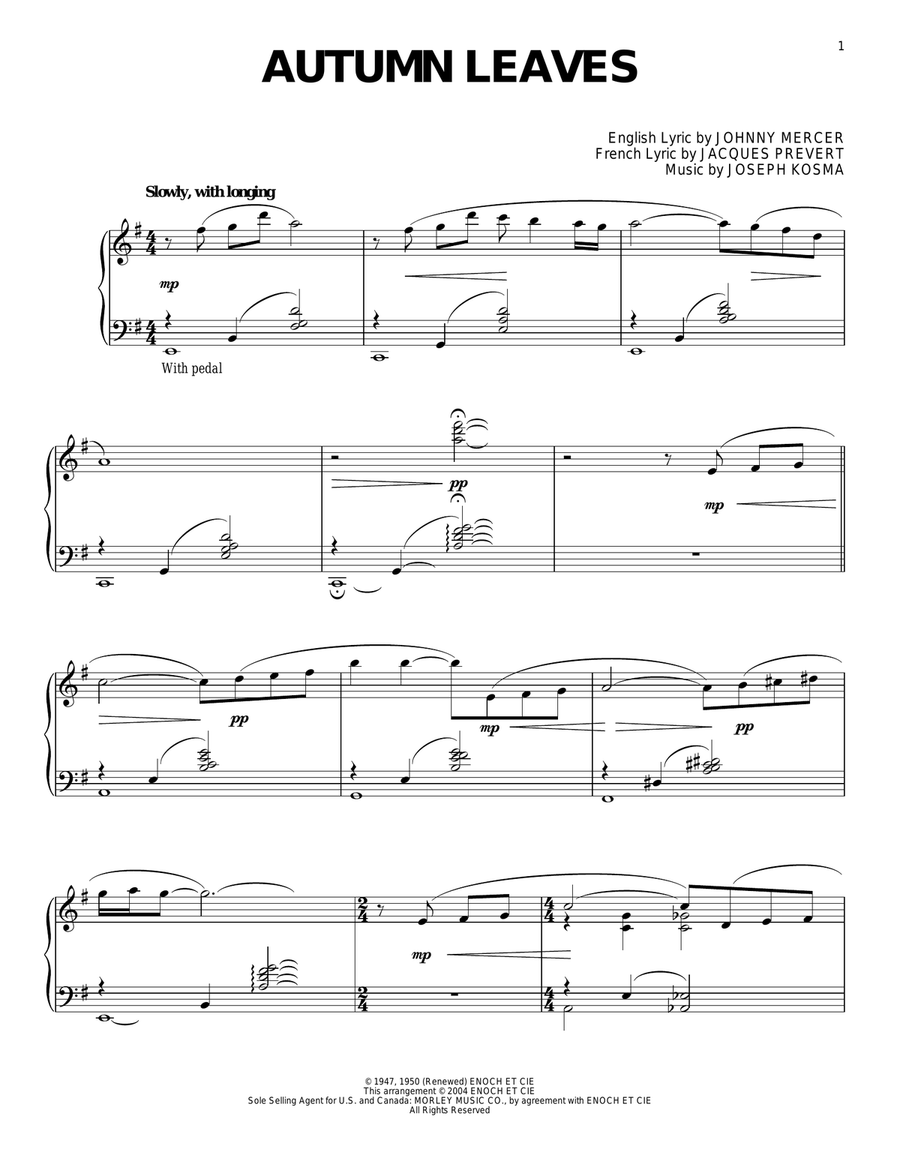 Autumn Leaves (arr. Phillip Keveren) Piano Solo scores gallery preview page 1