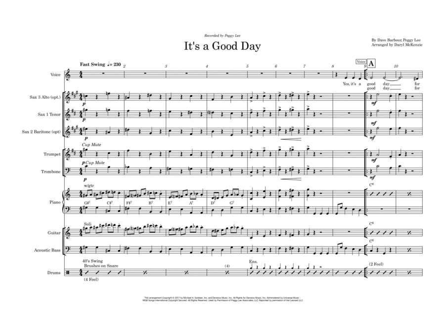 It's A Good Day Tenor Saxophone scores gallery preview page 1
