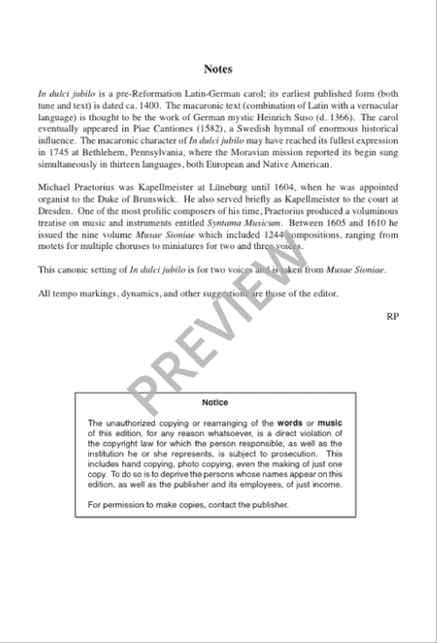 In dulci jubilo 2-Part scores gallery preview page 2