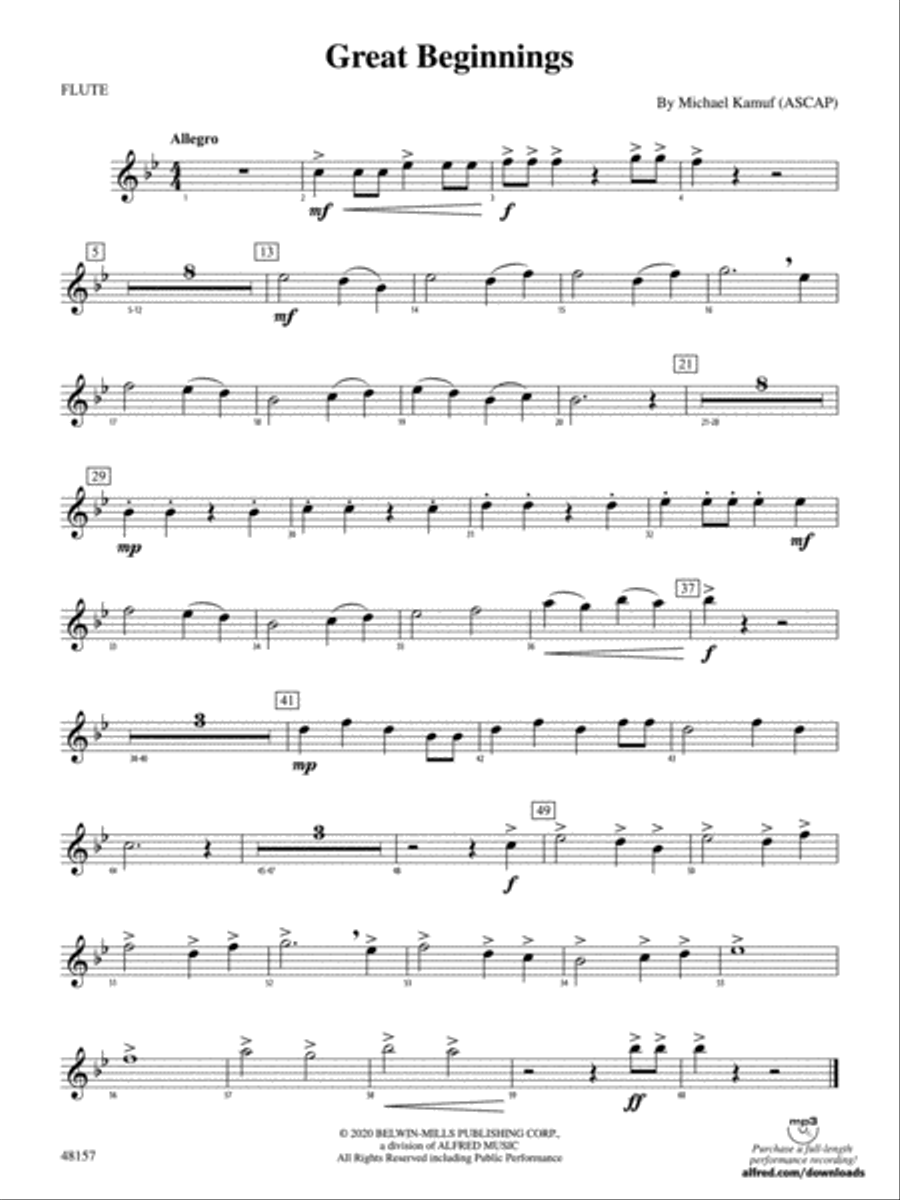 Great Beginnings: Flute Concert Band scores gallery preview page 1