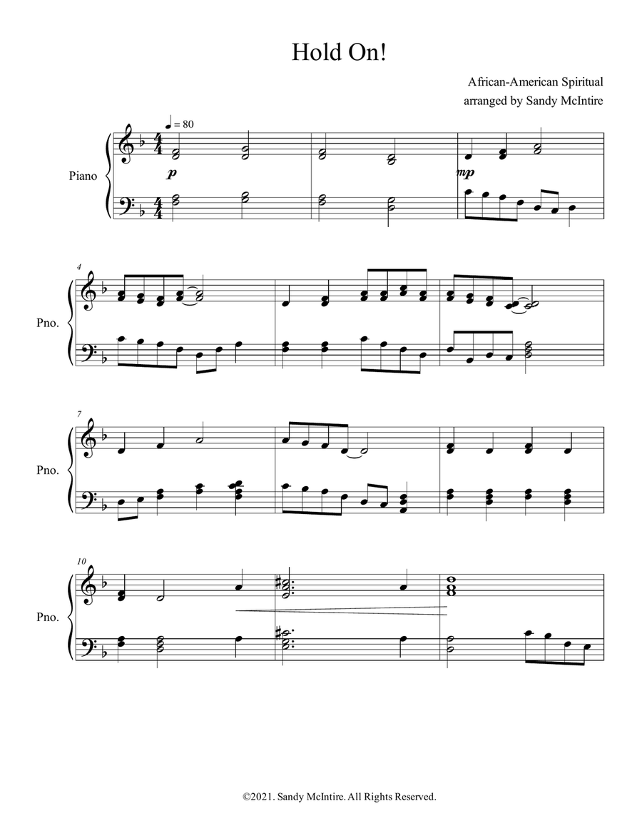 Hold On! Piano Solo scores gallery preview page 1