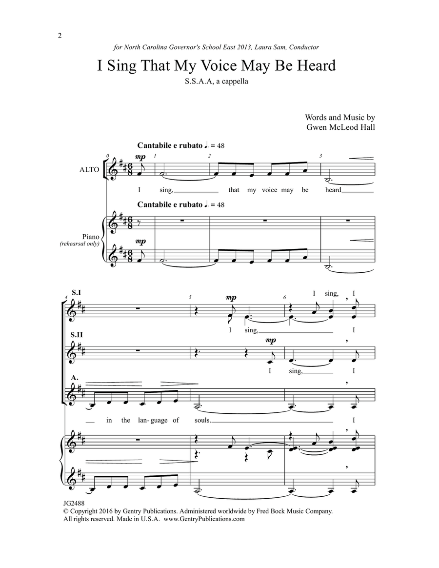 I Sing that My Voice May be Heard