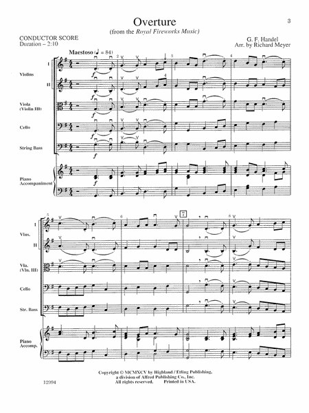 Overture from the "Royal Fireworks Music": Score