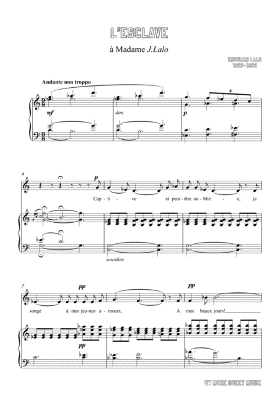 Lalo-L'esclave in C Major,for Voice and Piano Voice Solo scores gallery preview page 3