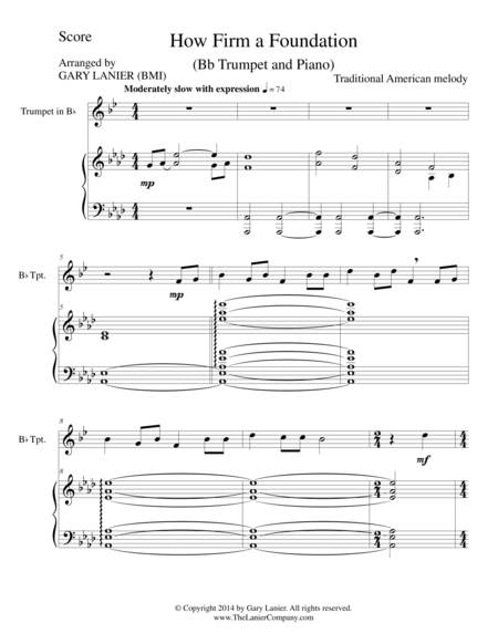 HOW FIRM A FOUNDATION (Bb Trumpet/Piano and Trumpet Part) image number null