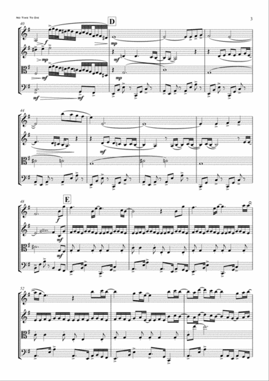 No Time To Die String Quartet scores gallery preview page 3