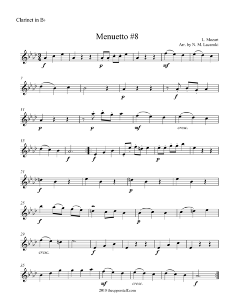Menuetto #8 Menuetto #8 Clarinet Solo scores gallery preview page 1