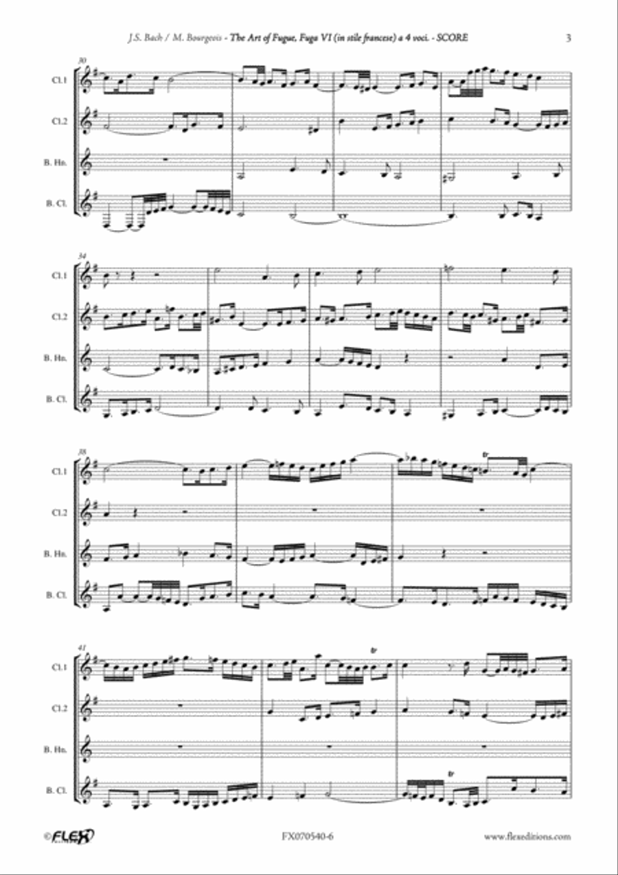 The Art of Fugue BWV1080 - Fuga VI Clarinet Quartet scores gallery preview page 4