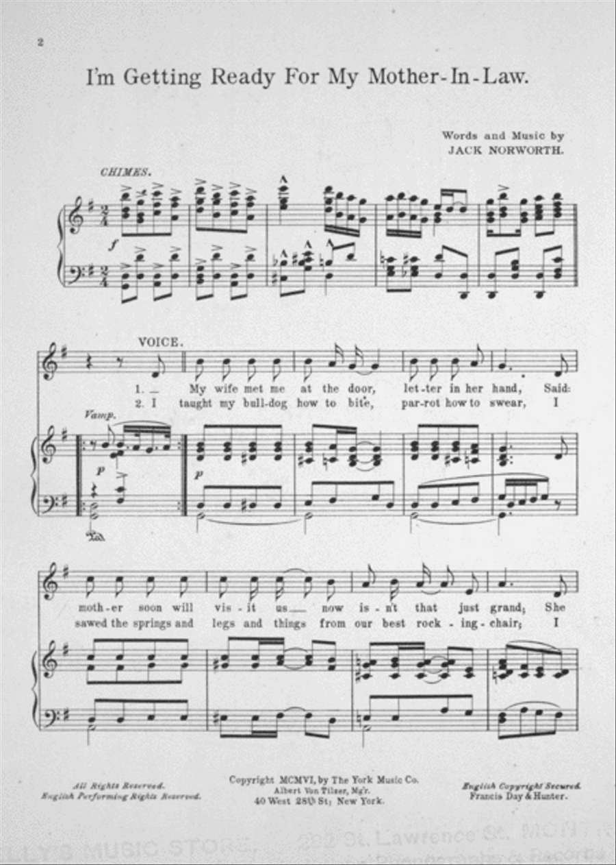 I'm Getting Ready For My Mother-In-Law Voice Solo scores gallery preview page 2
