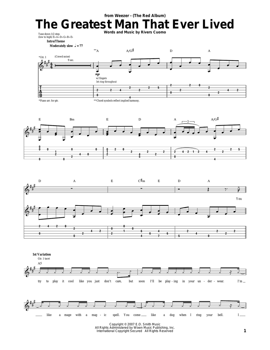 The Greatest Man That Ever Lived Acoustic Guitar scores gallery preview page 1