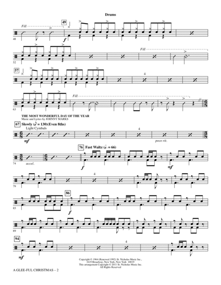 A Glee-ful Christmas (Choral Medley)(arr. Mark Brymer) - Drums