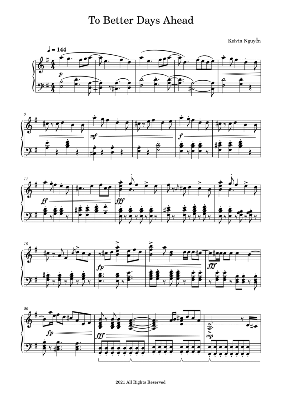 To Better Days Ahead To Better Days Ahead Piano Solo scores gallery preview page 1