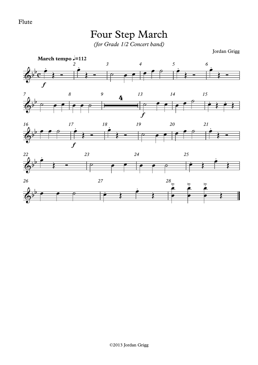Four Step March (for Grade 1/2 Concert band) Concert Band scores gallery preview page 3