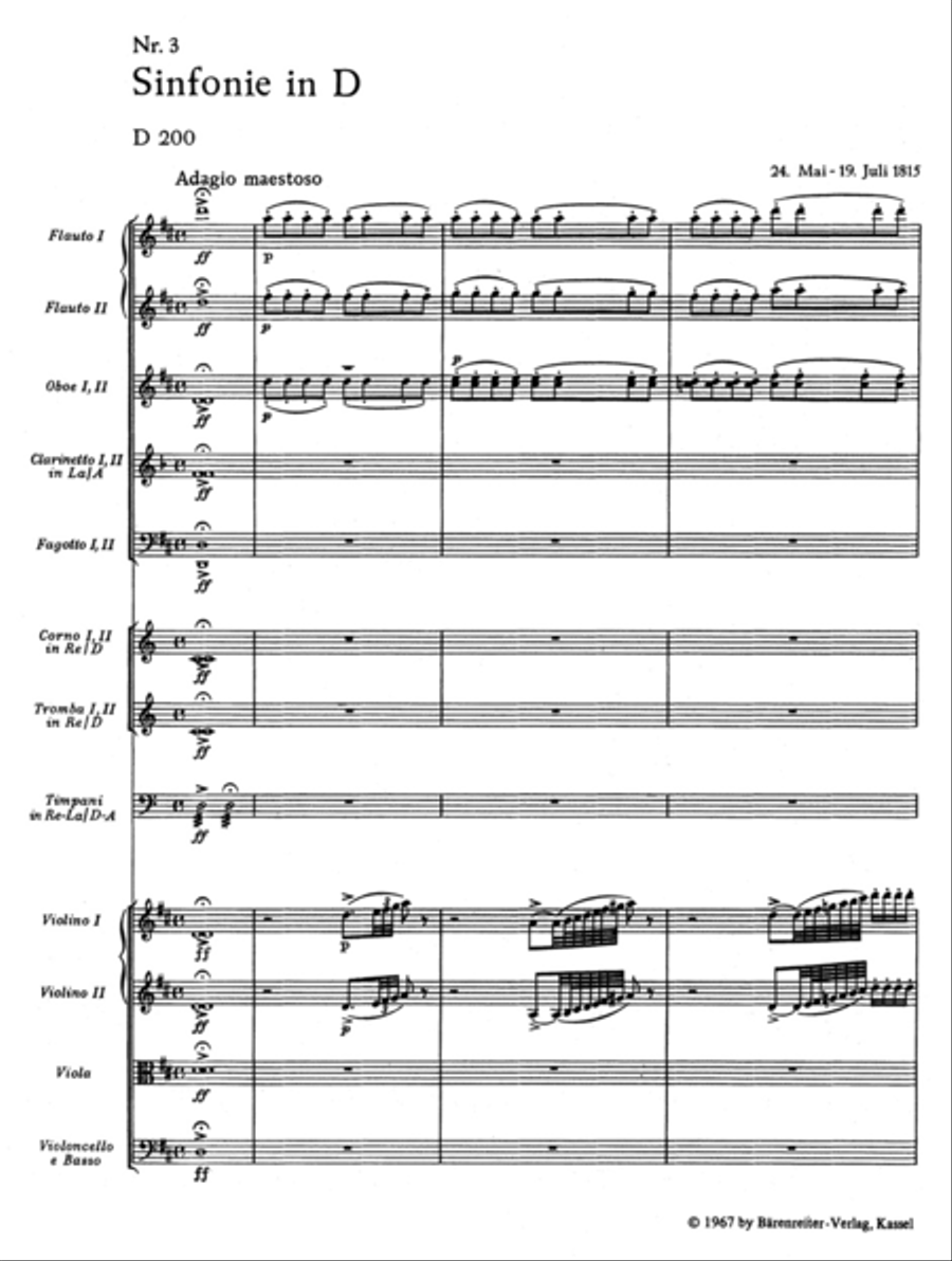 Symphony, No. 3 D major D 200 Orchestra scores gallery preview page 2