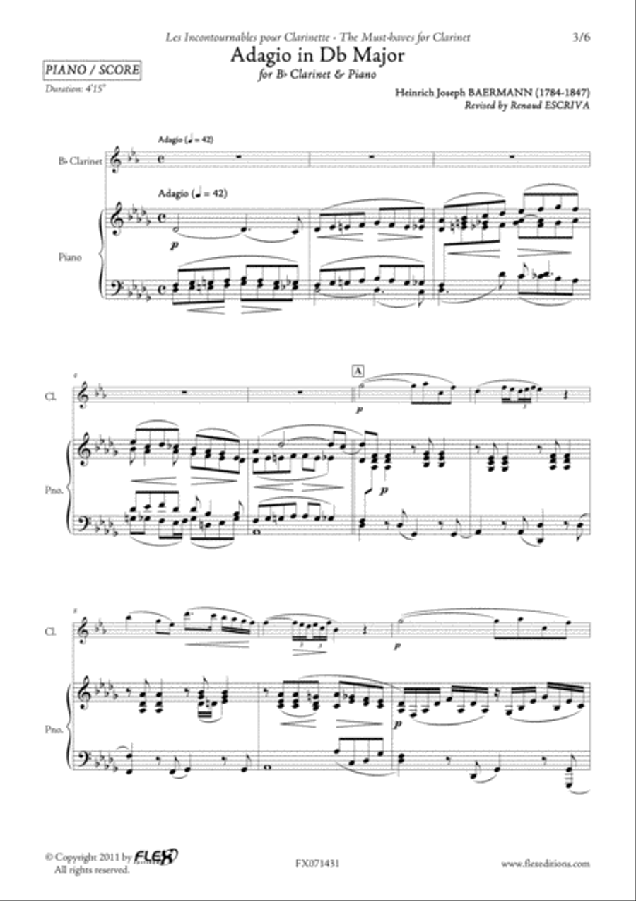 Adagio In Db Major B-Flat Clarinet scores gallery preview page 3