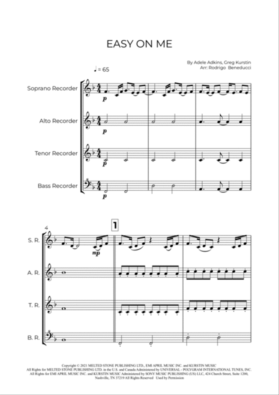 Easy On Me Soprano Recorder scores gallery preview page 2