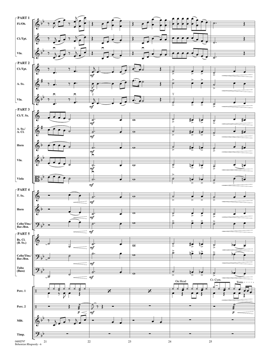Bohemian Rhapsody - Full Score Concert Band scores gallery preview page 6