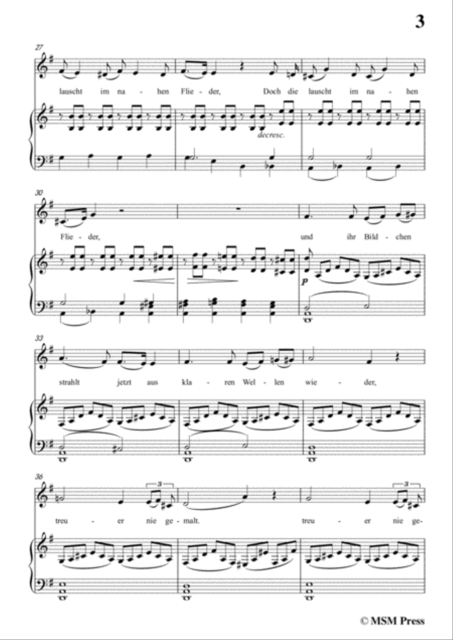 Schubert-Wiederschein,in G Major,for Voice&Piano Voice scores gallery preview page 5