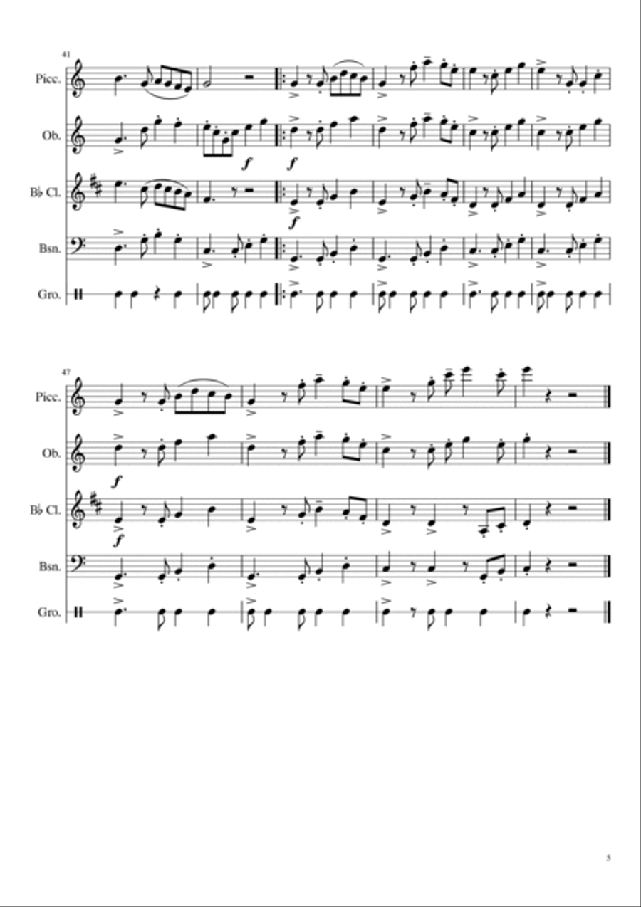 La Pollera Colora Woodwind Quintet scores gallery preview page 5