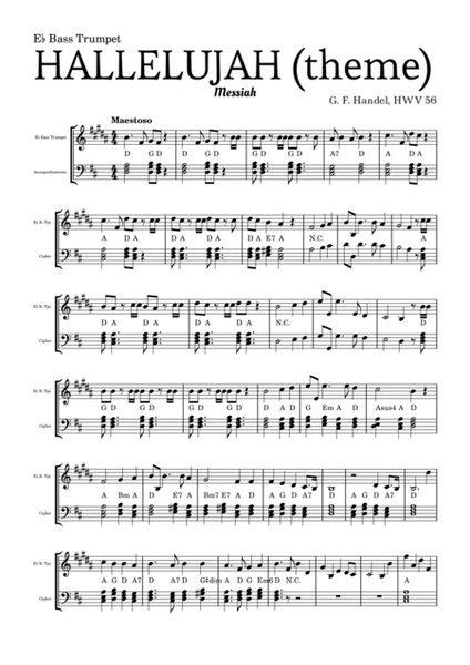 Aleluia (HALLELUJAH), of the Messiah - for E♭ Bass Trumpet and accompaniment image number null