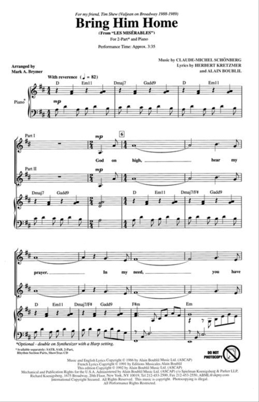 Bring Him Home 2-Part scores gallery preview page 3