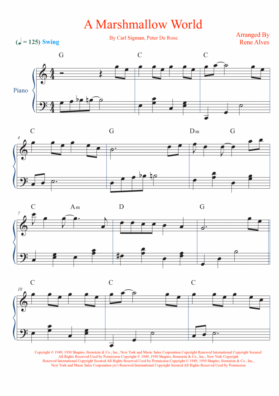 A Marshmallow World A Marshmallow World Easy Piano scores gallery preview page 1