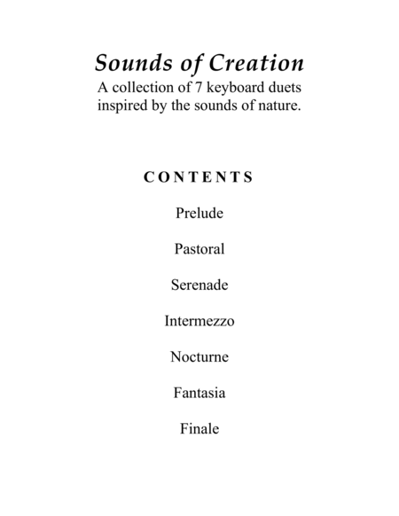 Sounds of Creation (A Collection of 7 Keyboard Duets, for 2 Pianos, 4 Hands) image number null