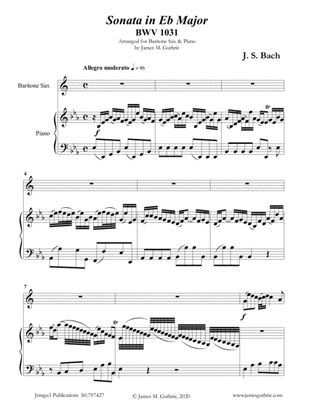 Book cover for BACH: Sonata BWV 1031 for Baritone Sax & Piano