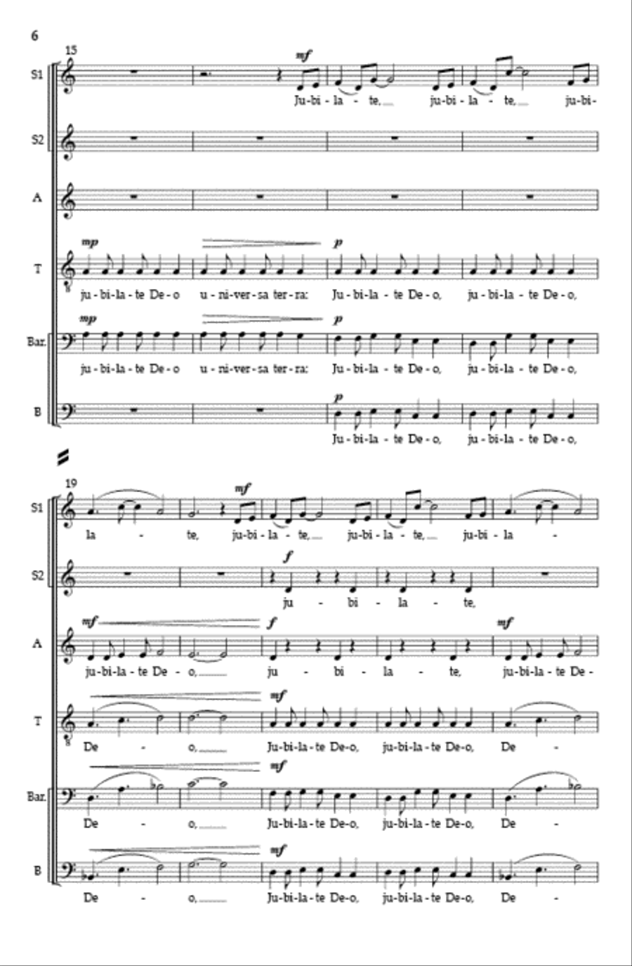 Jubilate Deo (SSATBB with SATB solos) 4-Part scores gallery preview page 5