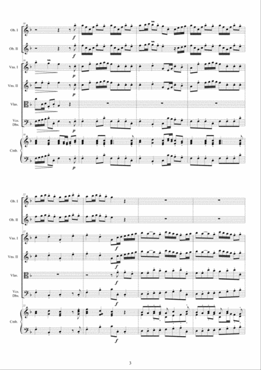 Albinoni - Oboe Concerto No.3 in F major Op.9 for Two Oboes, Strings and Cembalo Woodwind Ensemble scores gallery preview page 3