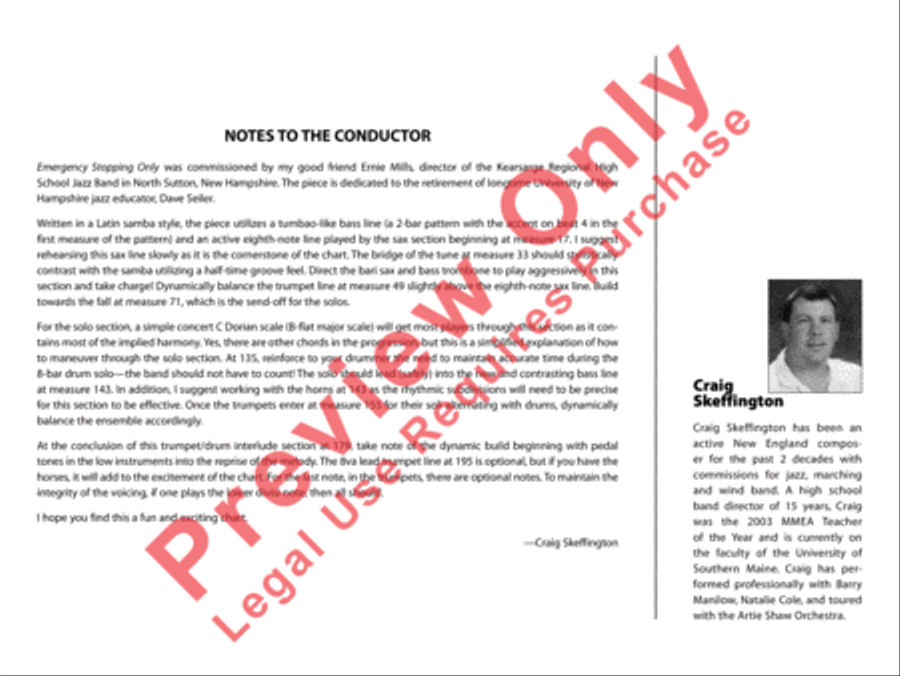 Emergency Stopping Only Jazz Ensemble scores gallery preview page 3