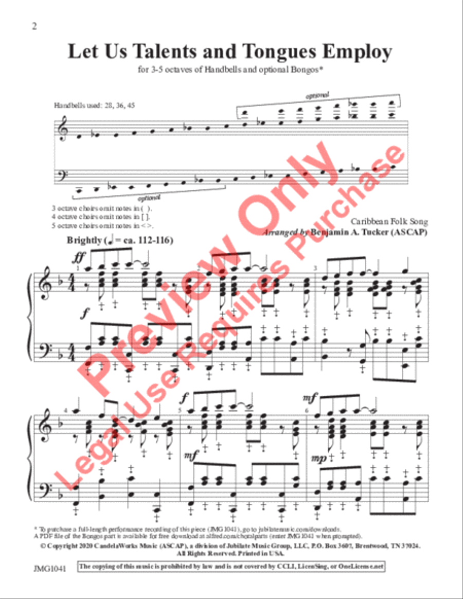 Let Us Talents and Tongues Employ 5-Octaves scores gallery preview page 2