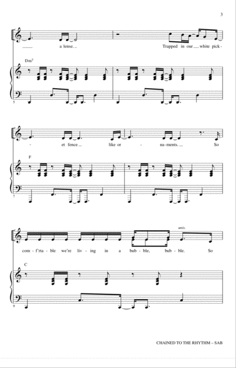 Chained To The Rhythm 3-Part scores gallery preview page 2