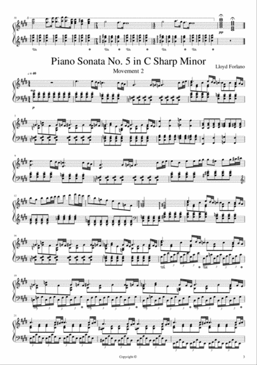 Piano Sonata No. 5 in C Sharp Minor Piano Solo scores gallery preview page 3