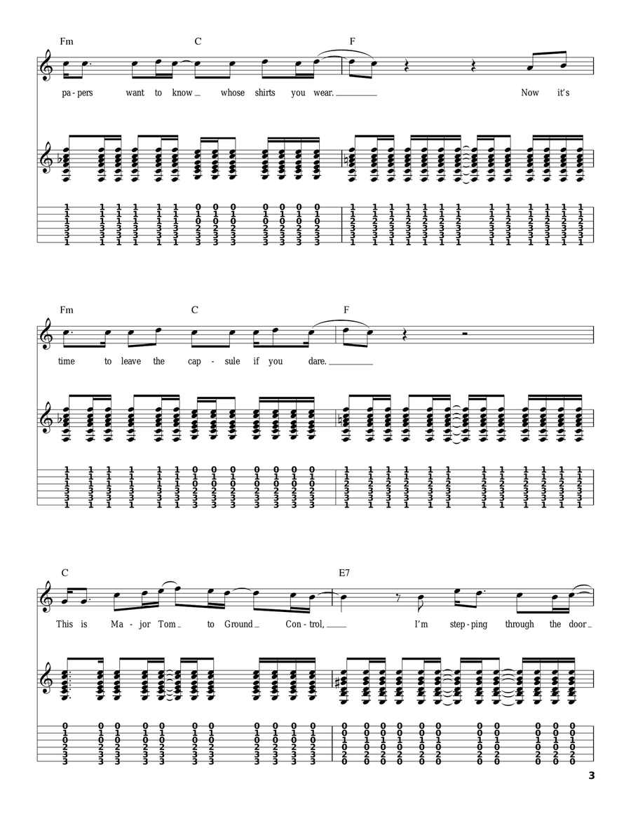 Space Oddity Acoustic Guitar scores gallery preview page 3