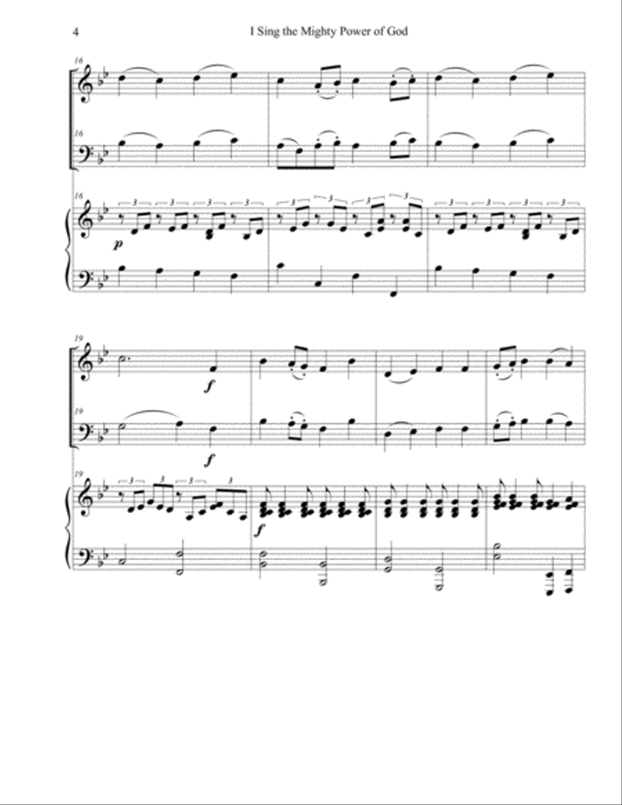 I Sing the Mighty Power of God - Violin/Cello Duet Piano Trio scores gallery preview page 4