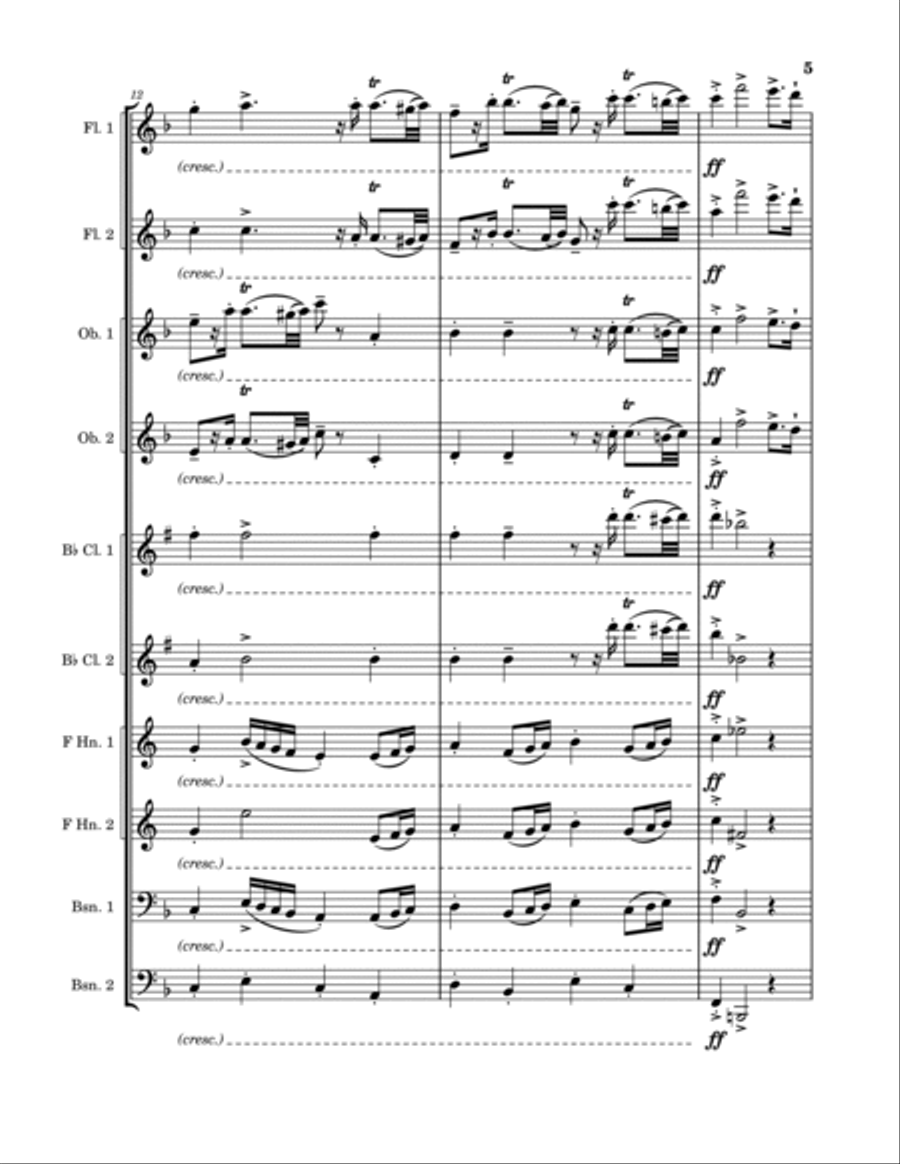 National Anthem of Brazil (Hino Nacional do Brazil) Woodwind Quintet scores gallery preview page 5