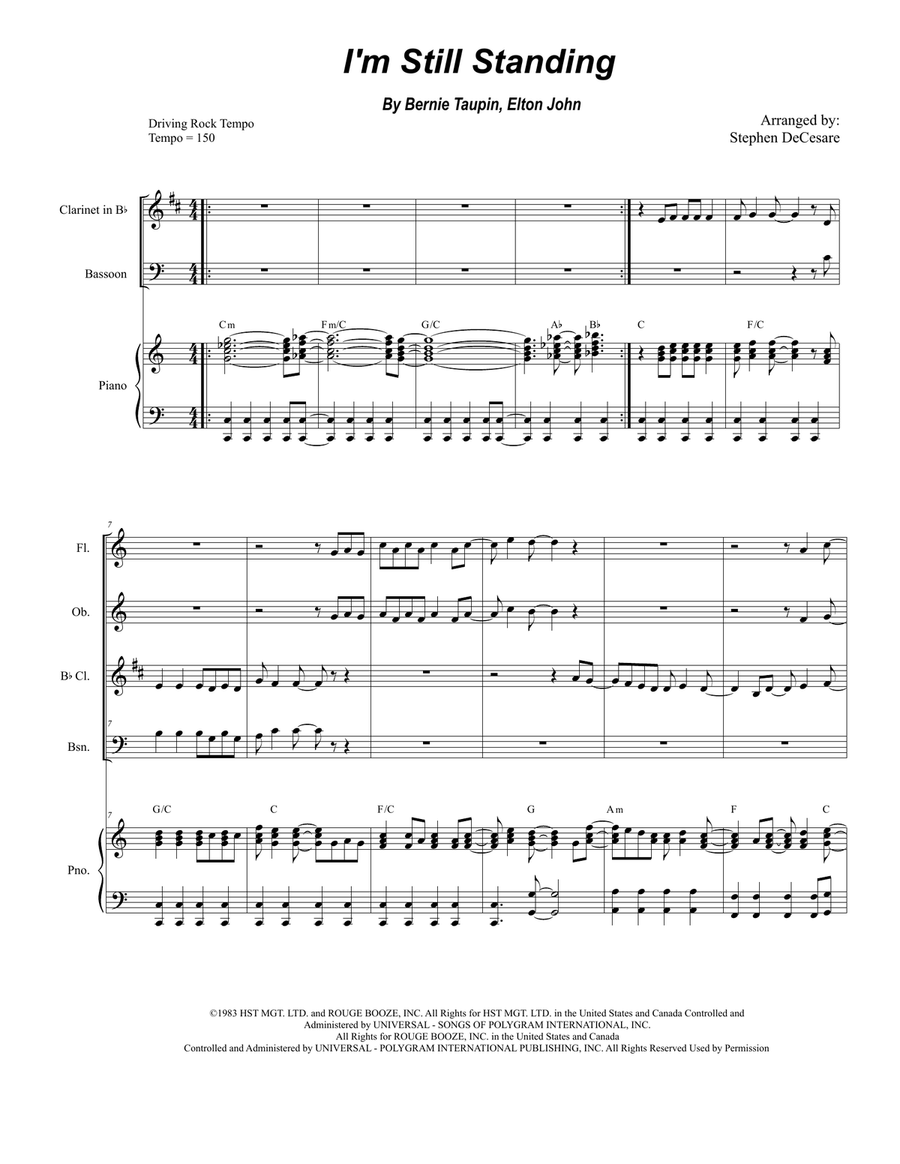 I'm Still Standing Woodwind Quartet scores gallery preview page 1